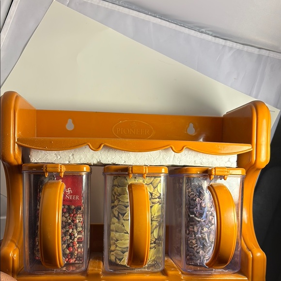 Plastic Orangish brown Kitchen Food/ Spices Storage Rack with Plastic Jars - Picture 4 of 6